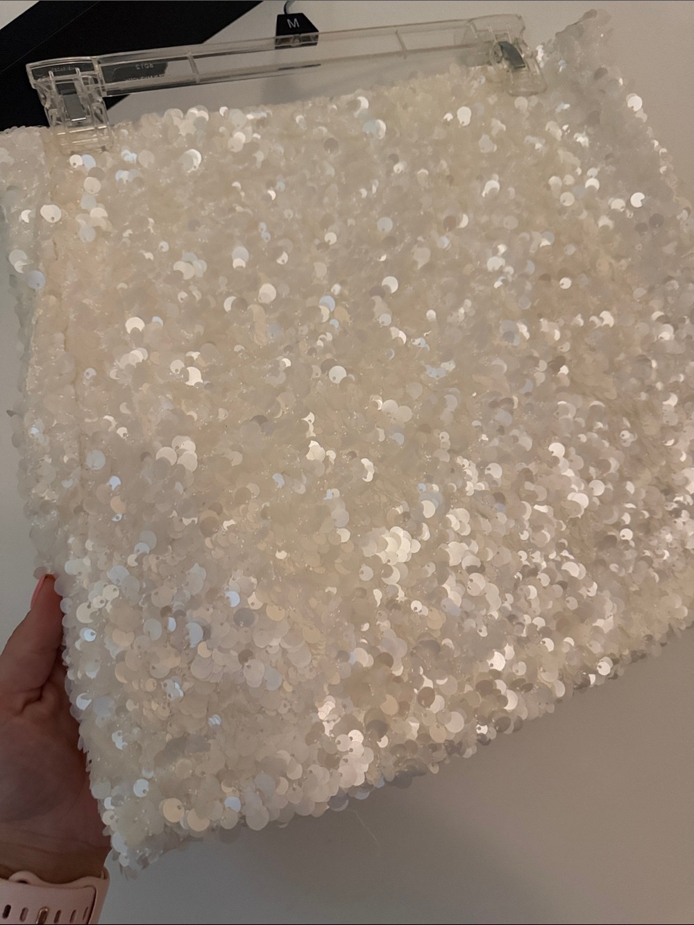 12th Tribe White Sequin Mini Skirt - Picture 2 of 7